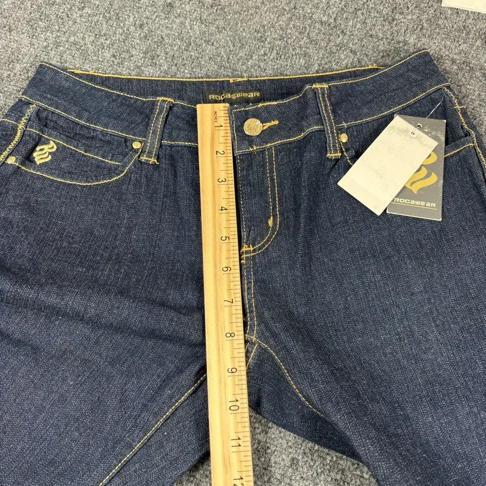Vintage Y2K Juniors Roca Wear Flare Jeans Size 7 Sequin Gold Pockets Hip hop NWT